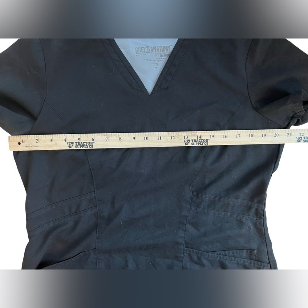 Grey’s Anatomy by Barco Scrub Set Medium Black Top Burgundy Pants Medical - Picture 5 of 11